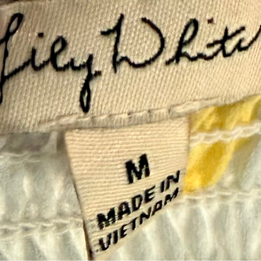 Lily White Gray Blouse with Yellow Polka Dots - Picture 4 of 5